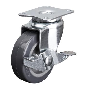 易得力(EDL) 平顶刹车聚氨酯(PU)脚轮，脚轮小型2寸30kg，20122A-202-72/A