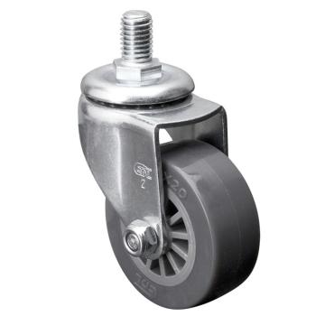 易得力(EDL) 丝口万向聚氨酯(PU)脚轮，脚轮小型2寸35kg，26132/M10X15-262-73