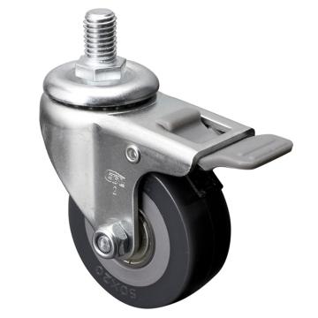 易得力(EDL) 丝口刹车聚氨酯(PU)脚轮，脚轮小型2寸40kg，26142H/M10X15-262-76