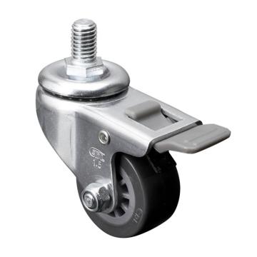 易得力(EDL) 丝口刹车聚氨酯(PU)脚轮，脚轮小型1.5寸35kg，261415H/M10X15-2615-73