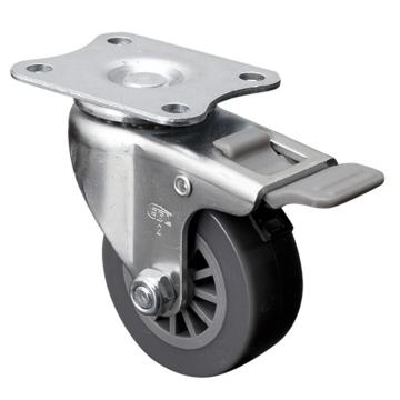 易得力(EDL) 平顶刹车聚氨酯(PU)脚轮，脚轮小型2寸35kg，26122H-262-73