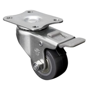 易得力(EDL) 平顶刹车聚氨酯(PU)脚轮，脚轮小型1.5寸40kg，261215H-2615-76