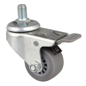 易得力(EDL) 丝口刹车超级人造胶(TPE)脚轮，脚轮小型1.5寸30kg，261415H/M10X15-2615-53