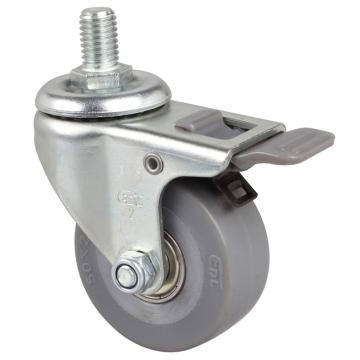 易得力(EDL) 丝口刹车超级人造胶(TPE)脚轮，脚轮小型2寸35kg，26142H/M10X15-262-56