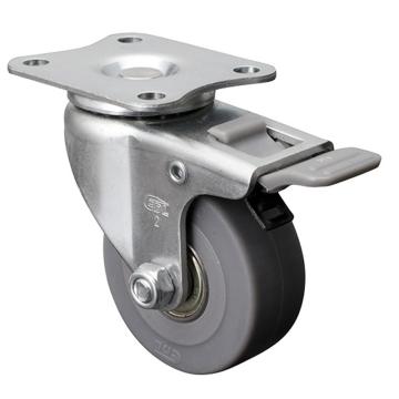 易得力(EDL) 平顶刹车超级人造胶(TPE)脚轮，脚轮小型2寸35kg，26122H-262-56