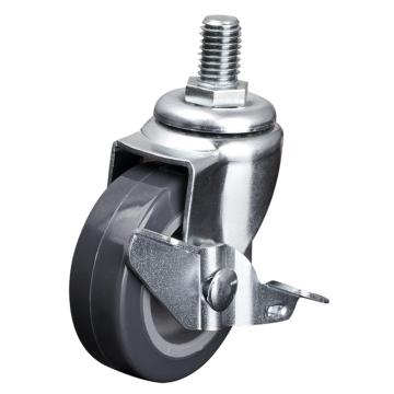 易得力(EDL) 丝口刹车聚氨酯(PU)脚轮，脚轮小型2寸30kg，20142A/M10X15-202-72/A