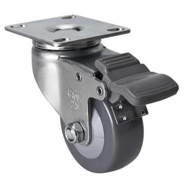 易得力(EDL) 平顶刹车聚氨酯(PU)脚轮，脚轮轻型2.5寸70kg，361225H-3625-74