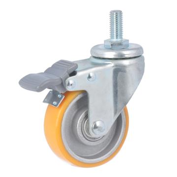 易得力(EDL) 丝口刹车高强度聚氨酯(TPU)高速脚轮，脚轮轻型3寸80kg，36143H/M12X25-363-86A