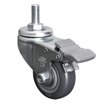 易得力(EDL) 丝口刹车聚氨酯(PU)脚轮，脚轮轻型2.5寸80kg，361425H/M12X25-3625-76