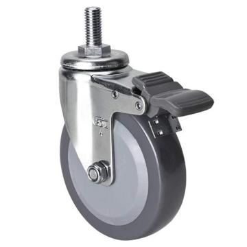 易得力(EDL) 丝口刹车聚氨酯(PU)脚轮，脚轮轻型4寸70kg，36144H/M12X25-364-74