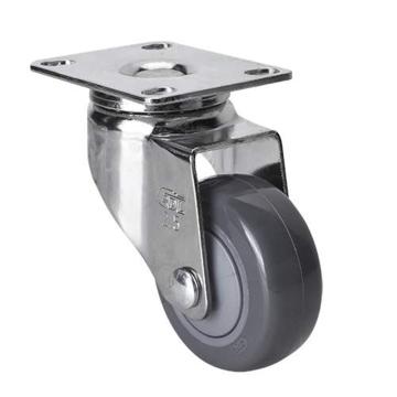 易得力(EDL) 平顶万向聚氨酯(PU)脚轮，脚轮轻型镀铬2.5寸80kg，372125-3725-77