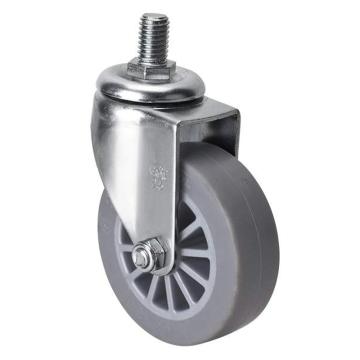 易得力(EDL) 丝口万向超级人造胶(TPE)脚轮，脚轮小型2.5寸30kg，261325/M10X15-2625-53