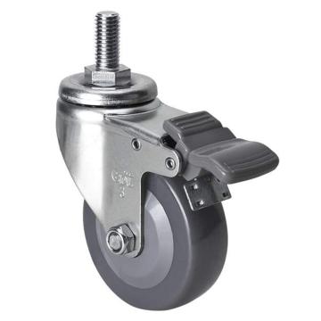 易得力(EDL) 丝口刹车聚氨酯(PU)脚轮，脚轮轻型3寸70kg，36143H/M12X25-363-74