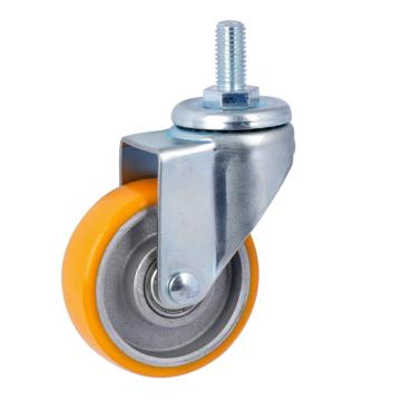 易得力(EDL) 丝口万向高强度聚氨酯(TPU)高速脚轮，脚轮轻型3寸80kg，36133/M12X25-363-86A