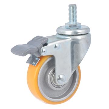 易得力(EDL) 丝口刹车高强度聚氨酯(TPU)高速脚轮，脚轮轻型2.5寸80kg，361425H/M12X25-3625-86A