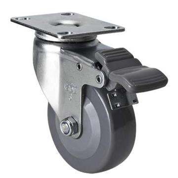 易得力(EDL) 平顶刹车聚氨酯(PU)脚轮，脚轮轻型3寸70kg，36123H-363-74