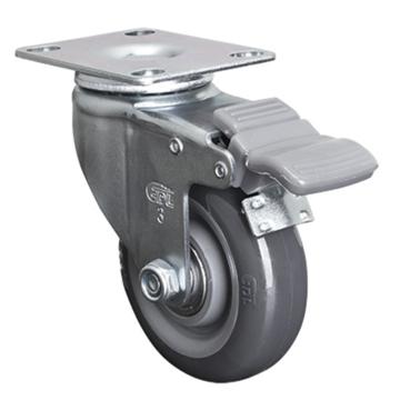 易得力(EDL) 平顶刹车聚氨酯(PU)脚轮，脚轮轻型3寸80kg，36123H-363-76