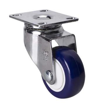 易得力(EDL) 平顶万向高强度聚氨酯(TPU)脚轮，脚轮轻型镀铬2.5寸80kg，372125-3725-87