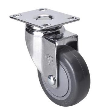 易得力(EDL) 平顶万向聚氨酯(PU)脚轮，脚轮轻型镀铬3寸80kg，37213-373-77