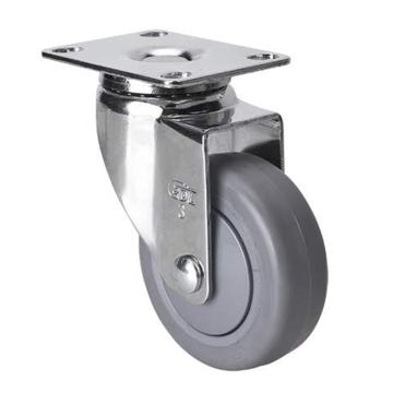 易得力(EDL) 平顶万向超级人造胶(TPE)脚轮，脚轮轻型镀铬3寸70kg，37213-373-57