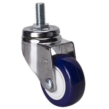 易得力(EDL) 丝口万向高强度聚氨酯(TPU)脚轮，脚轮轻型镀铬2.5寸80kg，372325/M12X25-3725-87