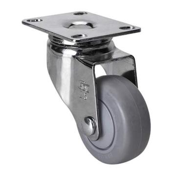 易得力(EDL) 平顶万向超级人造胶(TPE)脚轮，脚轮轻型镀铬2.5寸70kg，372125-3725-57