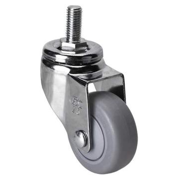 易得力(EDL) 丝口万向超级人造胶(TPE)脚轮，脚轮轻型镀铬2.5寸70kg，372325/M12X25-3725-57