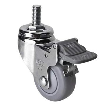 易得力(EDL) 丝口刹车超级人造胶(TPE)脚轮，脚轮轻型镀铬2.5寸70kg，372425H/M12X25-3725-57