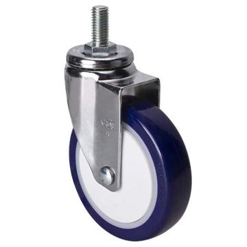 易得力(EDL) 丝口万向高强度聚氨酯(TPU)脚轮，脚轮轻型镀铬4寸80kg，37234/M12X25-374-87