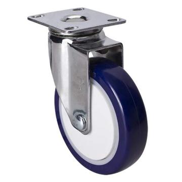 易得力(EDL) 平顶万向高强度聚氨酯(TPU)脚轮，脚轮轻型镀铬4寸80kg，37214-374-87