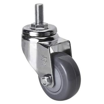 易得力(EDL) 丝口万向聚氨酯(PU)脚轮，脚轮轻型镀铬2.5寸80kg，372325/M12X25-3725-77