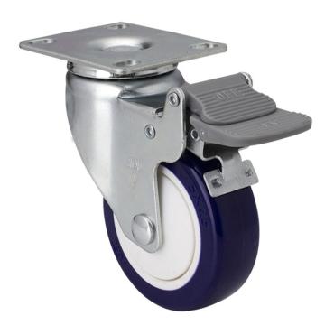 易得力(EDL) 平顶刹车高强度聚氨酯(TPU)脚轮，脚轮轻型3寸80kg，37123H-373-87