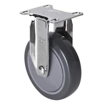 易得力(EDL) 定向聚氨酯(PU)脚轮，脚轮轻型镀铬4寸80kg，37204-374-77