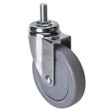 易得力(EDL) 丝口万向超级人造胶(TPE)脚轮，脚轮轻型镀铬4寸70kg，37234/M12X25-374-57