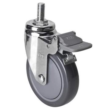 易得力(EDL) 丝口刹车聚氨酯(PU)脚轮，脚轮轻型4寸80kg，37144H/M12X25-374-77