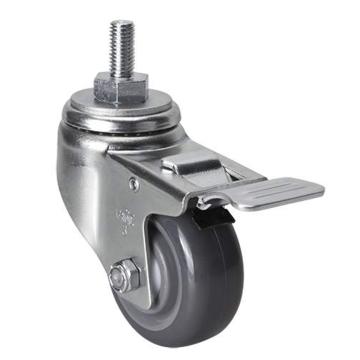 易得力(EDL) 丝口刹车聚氨酯(PU)脚轮，脚轮中型3寸130kg，50143L/M12X25-503-75