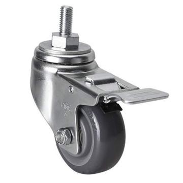 易得力(EDL) 丝口刹车聚氨酯(PU)脚轮，脚轮中型3寸150kg，50143L/M12X25-503-76