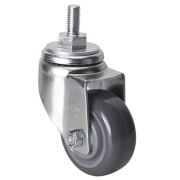 易得力(EDL) 丝口万向聚氨酯(PU)脚轮，脚轮中型3寸130kg，50133/M12X25-503-75