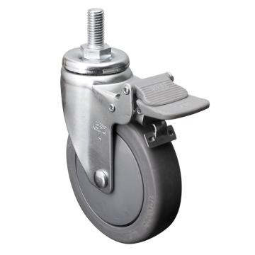 易得力(EDL) 丝口刹车超级人造胶(TPE)脚轮，脚轮轻型4寸70kg，37144H/M12X25-374-57