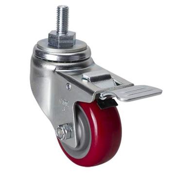 易得力(EDL) 丝口刹车高强度聚氨酯(TPU)脚轮，脚轮中型3寸130kg，50143L/M12X25-503-85