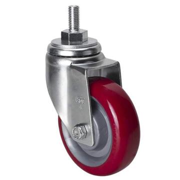 易得力(EDL) 丝口万向高强度聚氨酯(TPU)脚轮，脚轮中型4寸150kg，50134/M12X25-504-86