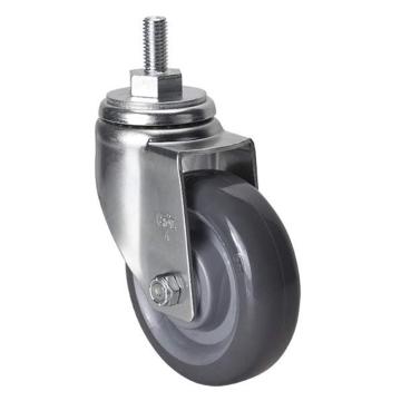 易得力(EDL) 丝口万向聚氨酯(PU)脚轮，脚轮中型4寸130kg，50134/M12X25-504-75