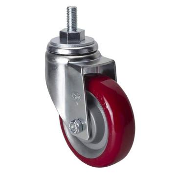 易得力(EDL) 丝口万向高强度聚氨酯(TPU)脚轮，脚轮中型4寸130kg，50134/M12X25-504-85