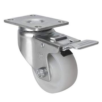 易得力(EDL) 平顶刹车尼龙(PA)脚轮，脚轮中型3寸130kg，50123L-503-25