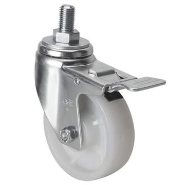 易得力(EDL) 丝口刹车尼龙(PA)脚轮，脚轮中型4寸130kg，50144L/M12X25-504-25