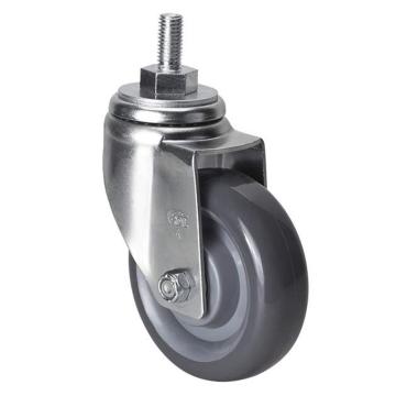 易得力(EDL) 丝口万向聚氨酯(PU)脚轮，脚轮中型4寸150kg，50134/M12X25-504-76