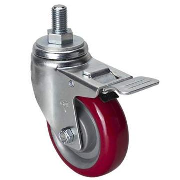 易得力(EDL) 丝口刹车高强度聚氨酯(TPU)脚轮，脚轮中型4寸150kg，50144L/M12X25-504-86