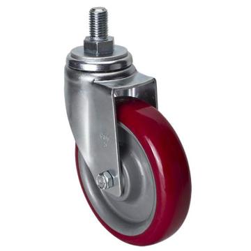 易得力(EDL) 丝口万向高强度聚氨酯(TPU)脚轮，脚轮中型5寸130kg，50135/M16X25-505-85