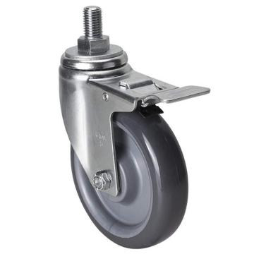 易得力(EDL) 丝口刹车聚氨酯(PU)脚轮，脚轮中型5寸150kg，50145L/M16X25-505-76