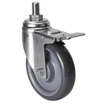 易得力(EDL) 丝口刹车聚氨酯(PU)脚轮，脚轮中型5寸130kg，50145L/M16X25-505-75